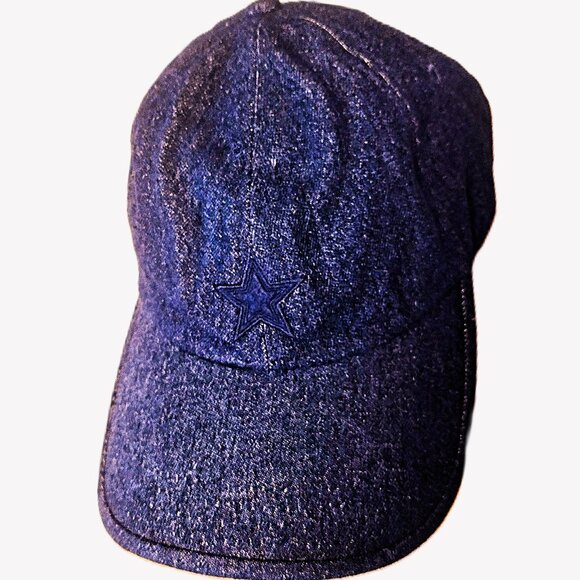 Faded Glory "STAR" Dk Blue Denim, Embroidered, Cotton Ball Cap, Cloth Strap NEW! - Picture 1 of 13